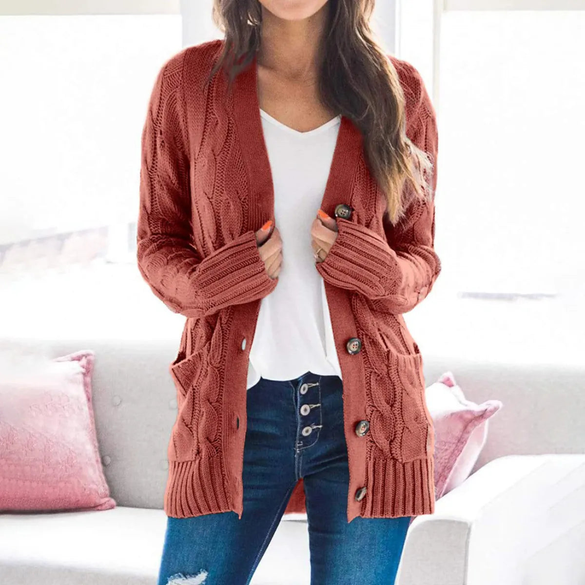 Selora Amara strikket cardigan med knapper