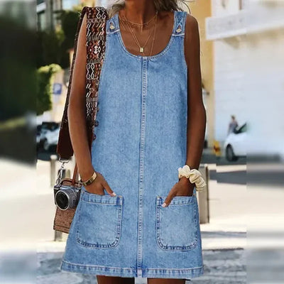 Selora Elegant og Let Sommerkjole i Denim